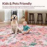 Ultra Soft Area Rug, Non Slip, Stain Resistant, Washable Area Rugs for Living Room, Bedroom, Sophisticated Textured Symmetrical Layout(Pink)