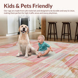 Ultra Soft Area Rug, Non Slip, Stain Resistant, Washable Area Rugs for Living Room, Bedroom, Chic Bow Theme Rug with Layered Ribbon Pattern and Graphic Preppy Elements(Pink)