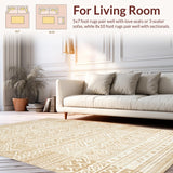 Ultra Soft Area Rug, Non Slip, Stain Resistant, Washable Area Rugs for Living Room, Bedroom, Timeless Earth Tone Symbolic Art(Beige)