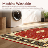 Ultra Soft Area Rug, Non Slip, Stain Resistant, Washable Area Rugs for Living Room, Bedroom, Modern Medallion(Red)