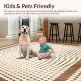 Ultra Soft Area Rug, Non Slip, Stain Resistant, Washable Area Rugs for Living Room, Bedroom, Brown Beige Contemporary(Beige)