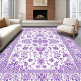 Ultra Soft Area Rug, Non Slip, Stain Resistant, Washable Area Rugs for Living Room, Bedroom, Chic Vintage Purple Blossom Design(Purple)