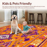 Ultra Soft Area Rug, Non Slip, Stain Resistant, Washable Area Rugs for Living Room, Bedroom, Artful Reversible Rustic Charm(Orange)