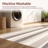 Ultra Soft Area Rug, Non Slip, Stain Resistant, Washable Area Rugs for Living Room, Bedroom, Neutral Stripe Area(Beige)