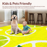 Ultra Soft Area Rug, Non Slip, Stain Resistant, Washable Area Rugs for Living Room, Bedroom, Fresh Lemon Motif Bath Accessory(Yellow)