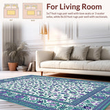 Ultra Soft Area Rug, Non Slip, Stain Resistant, Washable Area Rugs for Living Room, Bedroom, Contemporary Poppy Pattern Delight(Purple)