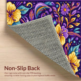 Ultra Soft Area Rug, Non Slip, Stain Resistant, Washable Area Rugs for Living Room, Bedroom, Elegant Symmetrical Seasonal Design(Purple)