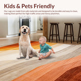 Ultra Soft Area Rug, Non Slip, Stain Resistant, Washable Area Rugs for Living Room, Bedroom, Rustic Textured Rainbow Motif(Beige)