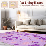 Ultra Soft Area Rug, Non Slip, Stain Resistant, Washable Area Rugs for Living Room, Bedroom, Delicate Circular Nature Theme(Purple)