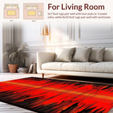 Ultra Soft Area Rug, Non Slip, Stain Resistant, Washable Area Rugs for Living Room, Bedroom, Dynamic Lava Flow Aesthetic(Red)