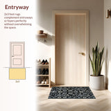 Ultra Soft Area Rug, Non Slip, Stain Resistant, Washable Area Rugs for Living Room, Bedroom, Lightweight Waterproof Picnic Rug with Floral Design(Black)
