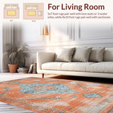 Ultra Soft Area Rug, Non Slip, Stain Resistant, Washable Area Rugs for Living Room, Bedroom, Transitional Soft Beige Layered Patterns(Orange)