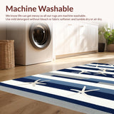 Ultra Soft Area Rug, Non Slip, Stain Resistant, Washable Area Rugs for Living Room, Bedroom, Coastal Blue Toned Geometric Appeal(Blue)