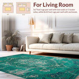 Ultra Soft Area Rug, Non Slip, Stain Resistant, Washable Area Rugs for Living Room, Bedroom, Sophisticated Green-Blue Harmony(Blue)