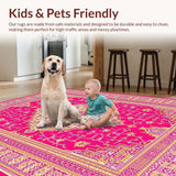 Ultra Soft Area Rug, Non Slip, Stain Resistant, Washable Area Rugs for Living Room, Bedroom, Chic Pink Geometric Composition(Pink)