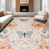 Ultra Soft Area Rug, Non Slip, Stain Resistant, Washable Area Rugs for Living Room, Bedroom, Geometric Butterfly for(Orange)