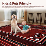 Ultra Soft Area Rug, Non Slip, Stain Resistant, Washable Area Rugs for Living Room, Bedroom, Vibrant Retro Dice Aesthetic(Red)