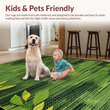 Ultra Soft Area Rug, Non Slip, Stain Resistant, Washable Area Rugs for Living Room, Bedroom, Cottagecore Leafy Nature Motif(Green)