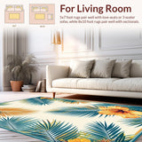 Ultra Soft Area Rug, Non Slip, Stain Resistant, Washable Area Rugs for Living Room, Bedroom, Lively Cream Orange Botanical Design(Orange)
