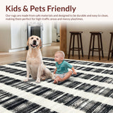 Ultra Soft Area Rug, Non Slip, Stain Resistant, Washable Area Rugs for Living Room, Bedroom, Stylish Striped Door Mat Black and White Accent Rug(Black)