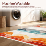Ultra Soft Area Rug, Non Slip, Stain Resistant, Washable Area Rugs for Living Room, Bedroom, Stylish Neutral Lettering Display(Orange)