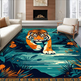 Ultra Soft Area Rug, Non Slip, Stain Resistant, Washable Area Rugs for Living Room, Bedroom, Unique Colorful Jungle Inspired Runner(Orange)