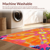 Ultra Soft Area Rug, Non Slip, Stain Resistant, Washable Area Rugs for Living Room, Bedroom, Lively Sunset Color Palette Arrangement(Orange)