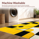 Ultra Soft Area Rug, Non Slip, Stain Resistant, Washable Area Rugs for Living Room, Bedroom, Contemporary Yellow Geometric Fusion(Yellow)