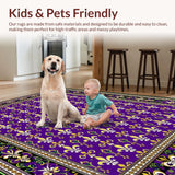 Ultra Soft Area Rug, Non Slip, Stain Resistant, Washable Area Rugs for Living Room, Bedroom, Vibrant Fleur-De-Lis Carnival Motif(Purple)