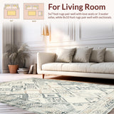 Ultra Soft Area Rug, Non Slip, Stain Resistant, Washable Area Rugs for Living Room, Bedroom, Artistic Cream and Gray Geometry(Beige)