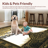 Ultra Soft Area Rug, Non Slip, Stain Resistant, Washable Area Rugs for Living Room, Bedroom, Contemporary Tree Silhouette Style(Gold)