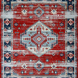 Ultra Soft Area Rug, Non Slip, Stain Resistant, Washable Area Rugs for Living Room, Bedroom, Contemporary Distressed Geometric Style(Red)