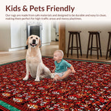 Ultra Soft Area Rug, Non Slip, Stain Resistant, Washable Area Rugs for Living Room, Bedroom, Playful Surrealist Floral Composition(Red)