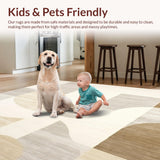 Ultra Soft Area Rug, Non Slip, Stain Resistant, Washable Area Rugs for Living Room, Bedroom, Premium Neutral Tone Area Geometric Abstract Ultra Home(Beige)
