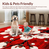 Ultra Soft Area Rug, Non Slip, Stain Resistant, Washable Area Rugs for Living Room, Bedroom, Luxurious Asian Inspired Decor(Red)