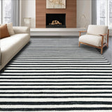 Ultra Soft Area Rug, Non Slip, Stain Resistant, Washable Area Rugs for Living Room, Bedroom, Chic Black and White Striped Carpet for Modern Spaces(Black)