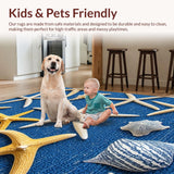 Ultra Soft Area Rug, Non Slip, Stain Resistant, Washable Area Rugs for Living Room, Bedroom, Vibrant Ocean Bedroom Non-Shedding Area Rug(Blue)