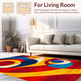 Ultra Soft Area Rug, Non Slip, Stain Resistant, Washable Area Rugs for Living Room, Bedroom, Dynamic Multicolored Swirl Aesthetic(Red)