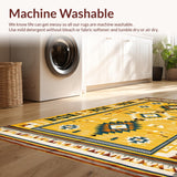 Ultra Soft Area Rug, Non Slip, Stain Resistant, Washable Area Rugs for Living Room, Bedroom, Rustic Earthy Aztec Motif(Yellow)