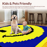 Ultra Soft Area Rug, Non Slip, Stain Resistant, Washable Area Rugs for Living Room, Bedroom, Chic Minimalist Smiley Motif(Yellow)