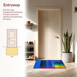 Ultra Soft Area Rug, Non Slip, Stain Resistant, Washable Area Rugs for Living Room, Bedroom, Vibrant Rainbow Swirl Motif(Blue)