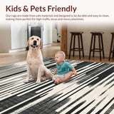 Ultra Soft Area Rug, Non Slip, Stain Resistant, Washable Area Rugs for Living Room, Bedroom, Avant-Garde Striped Rug, Artistic Monochrome Carpet, Graphic Linear Design(Black)