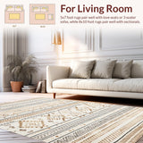 Ultra Soft Area Rug, Non Slip, Stain Resistant, Washable Area Rugs for Living Room, Bedroom, Rustic Neutral Shag Pattern(Beige)