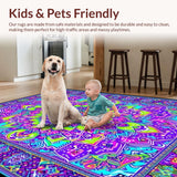 Ultra Soft Area Rug, Non Slip, Stain Resistant, Washable Area Rugs for Living Room, Bedroom, Vivid Hippie Artful Geometry(Purple)