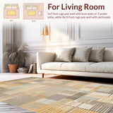 Ultra Soft Area Rug, Non Slip, Stain Resistant, Washable Area Rugs for Living Room, Bedroom, Artful Rustic Geometric Appeal(Beige)