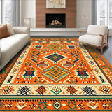 Ultra Soft Area Rug, Non Slip, Stain Resistant, Washable Area Rugs for Living Room, Bedroom, Eclectic Multi-Hued Geometric Art(Orange)