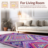 Ultra Soft Area Rug, Non Slip, Stain Resistant, Washable Area Rugs for Living Room, Bedroom, Lavish Diamond Trellis Visual Appeal(Purple)