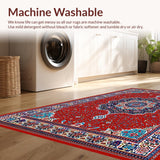 Ultra Soft Area Rug, Non Slip, Stain Resistant, Washable Area Rugs for Living Room, Bedroom, Traditional Red Medallion Living Room Area Rug(Red)