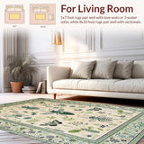 Ultra Soft Area Rug, Non Slip, Stain Resistant, Washable Area Rugs for Living Room, Bedroom, Elegant Earthy Floral Insect Design(Beige)