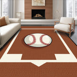 Ultra Soft Area Rug, Non Slip, Stain Resistant, Washable Area Rugs for Living Room, Bedroom, Rustic Vintage Baseball Motif(Brown)
